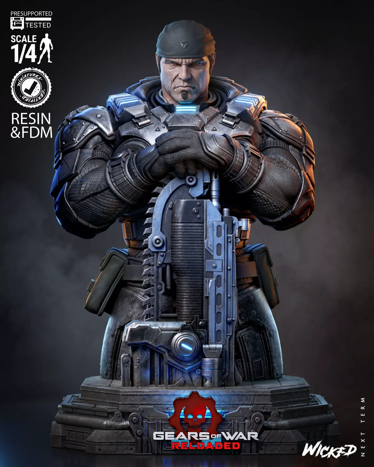 Wicked Video Games Marcus Fenix Portrait Bust 3D print model