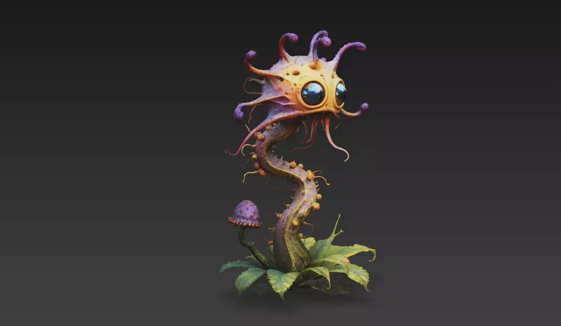Alien Fungal Creature - High-Poly PBR Monster Plant 4K Textures 3D model