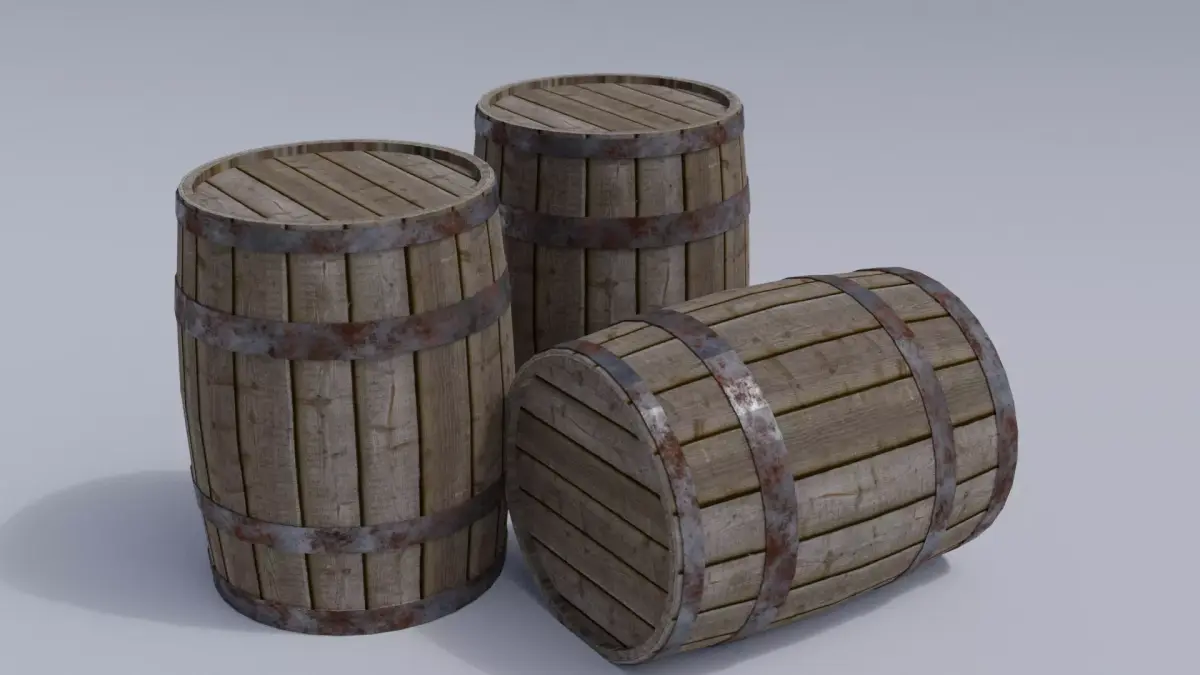 Barrel Low Poly PBR wooden Low-poly 3D model