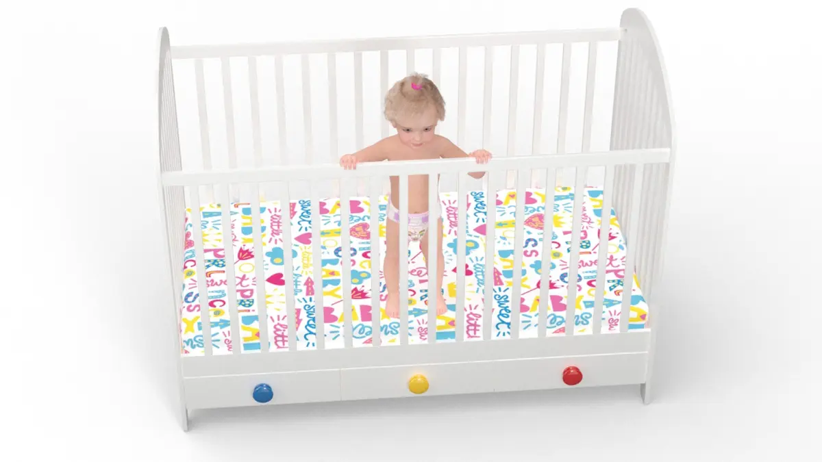 Baby Girl in Bed Standing Fur Rigged 3D model