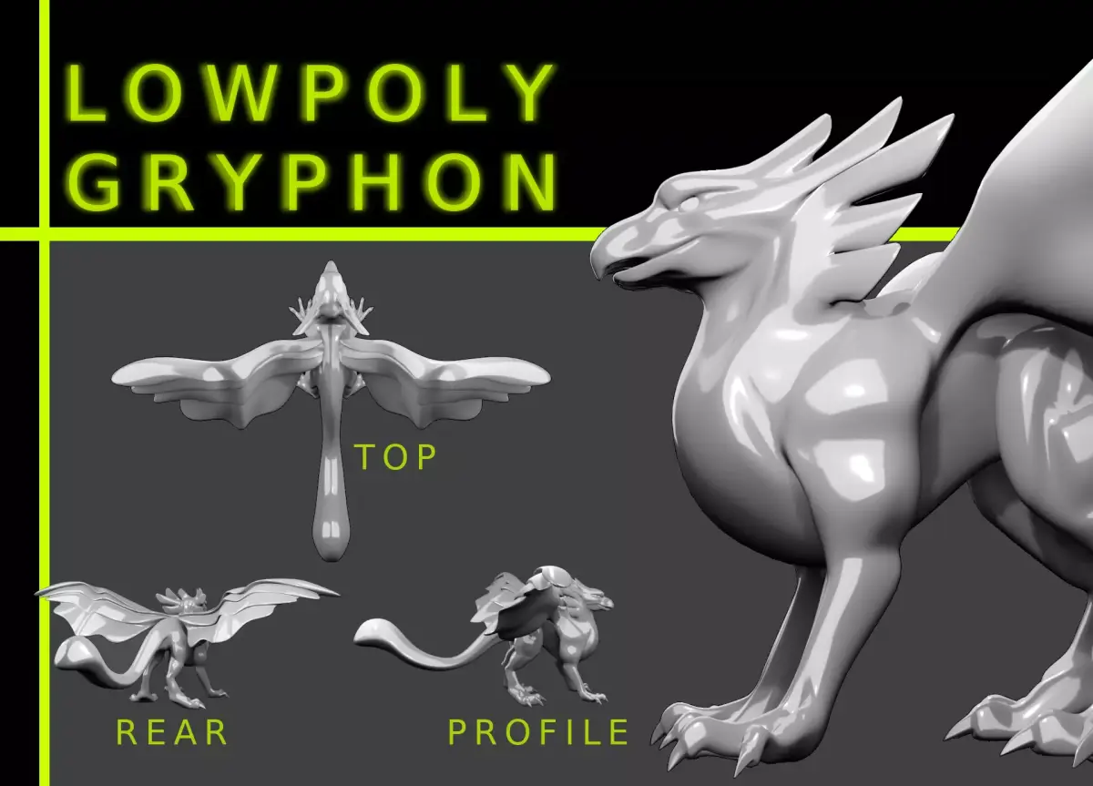 Lowpoly Gryphon dragonfly Low-poly 3D model