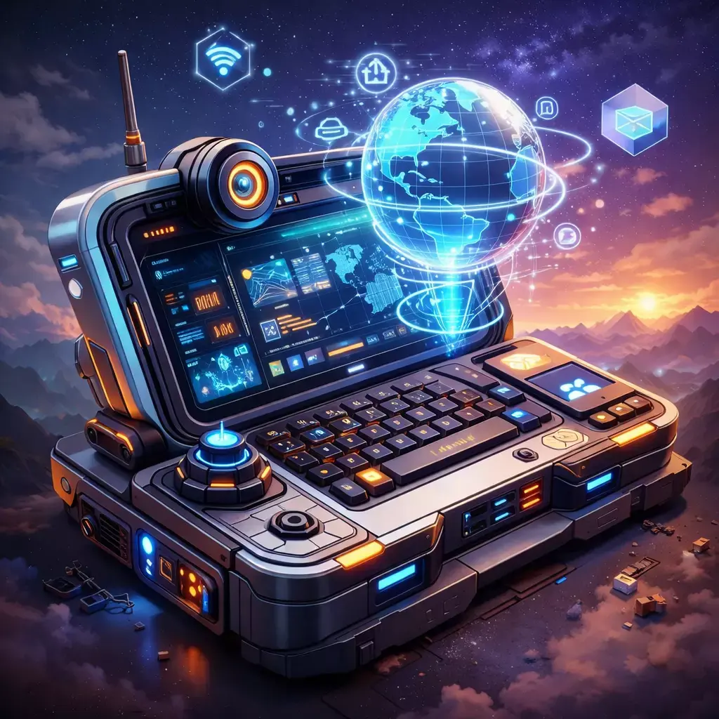 Futuristic Portable AI Control Station 3D print model