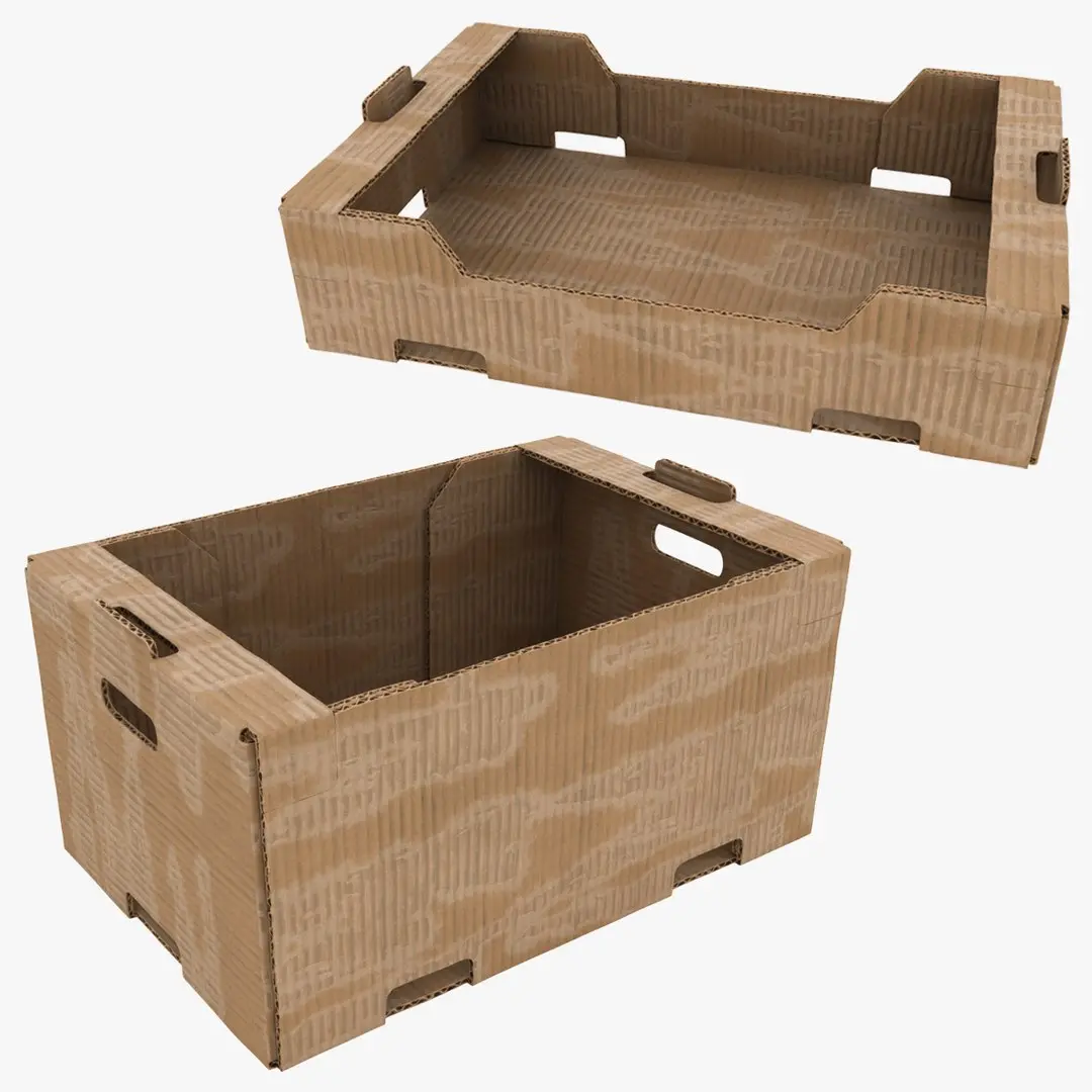 Fruit Cardboard Box Dusty Collection 3D model