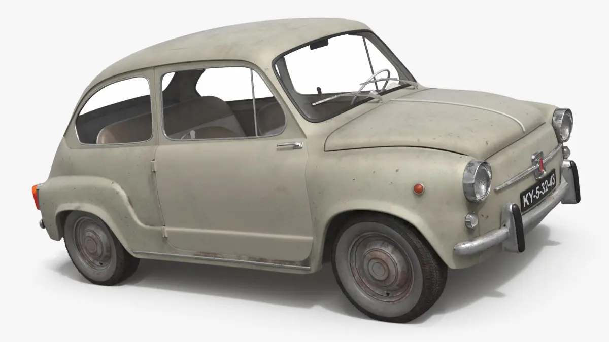 Old Fiat 600 Car Faded Beige 3D model