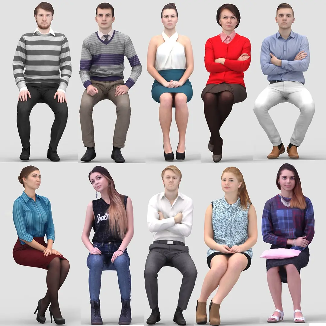 3D Human Model Vol. 2 Sitting People 3D model