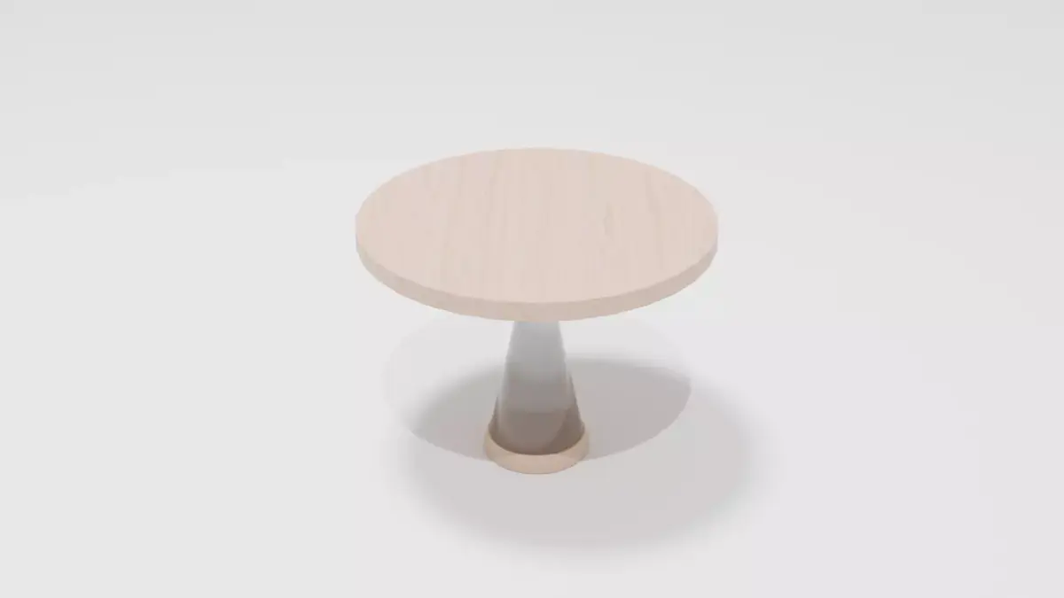 Modern Coffee Table  Wood and Gray Glass  Single Leg Design Free 3D model