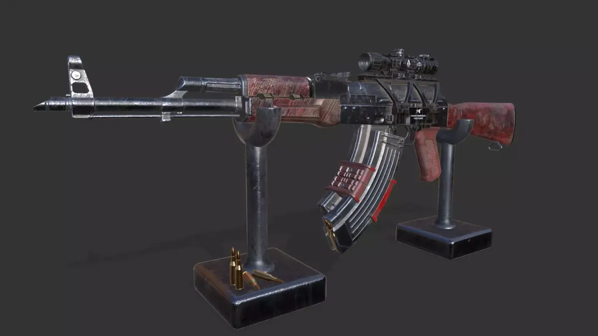 ak47 with utg 3-9 scope and pitcinny rail 3D model