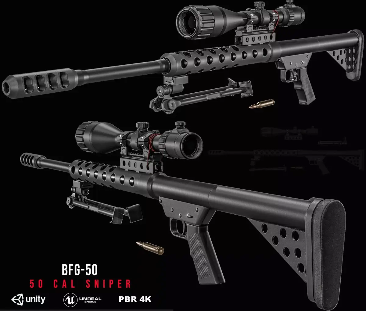 BFG-50 50 Cal Sniper Rifle Low-poly 3D model