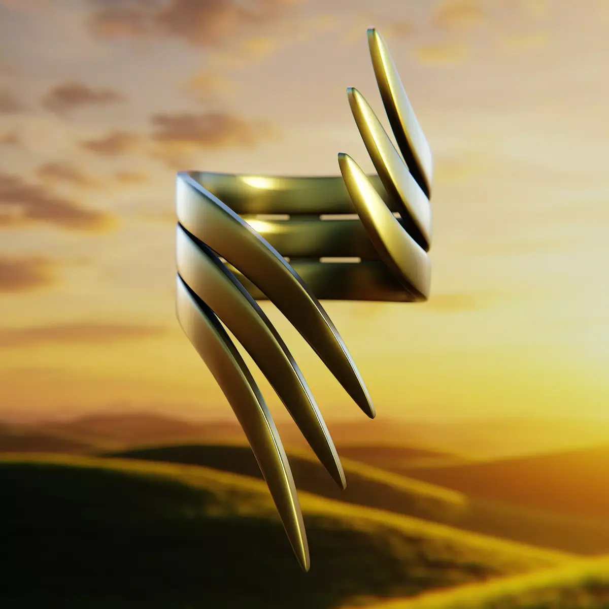 Wingblade Claw Ring - Futuristic Spiked Jewelry 3D Model 63 3D print model