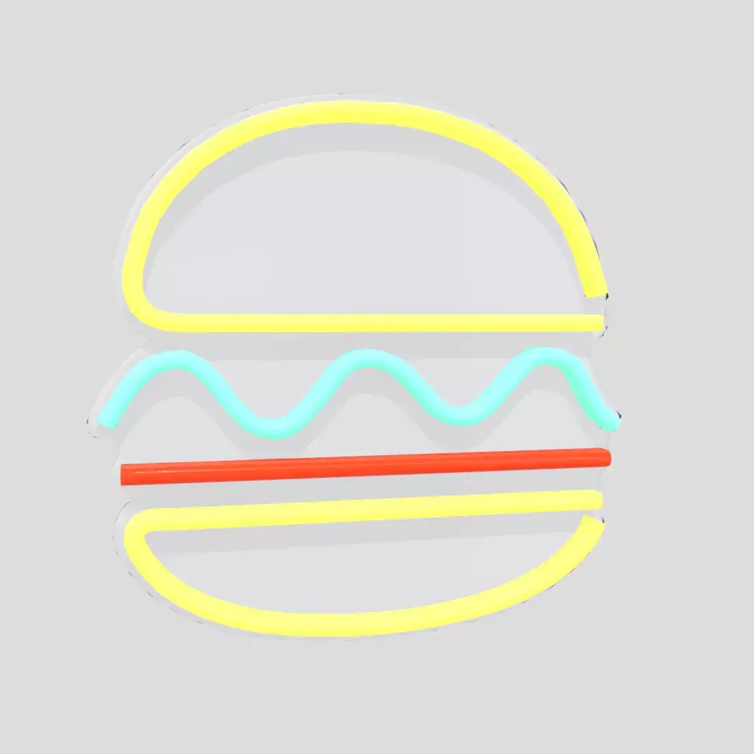 Neon Sign Burger Low-poly 3D model