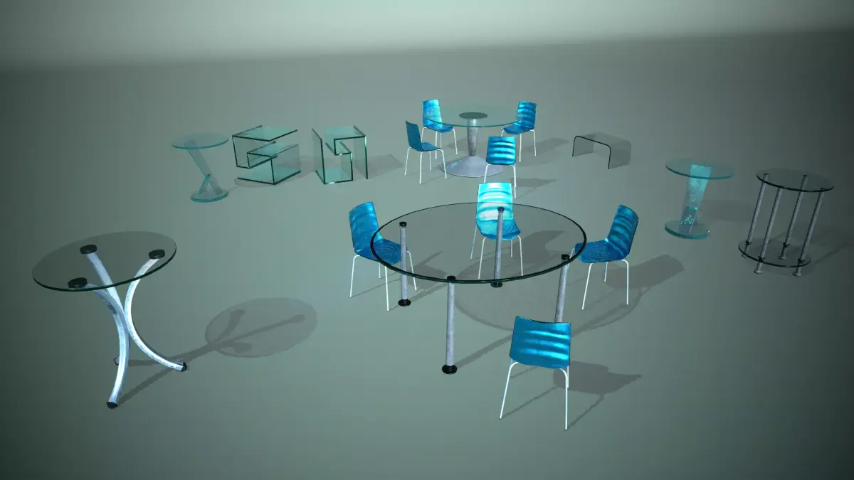 Glass furniture Free low-poly 3D model