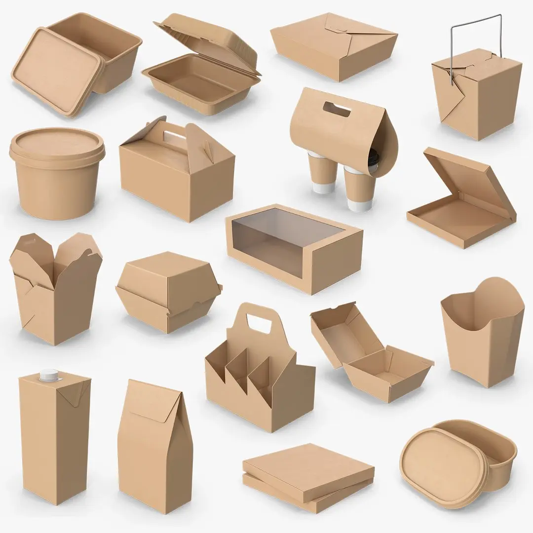18 Food Containers Boxes Packages Collection 3D model