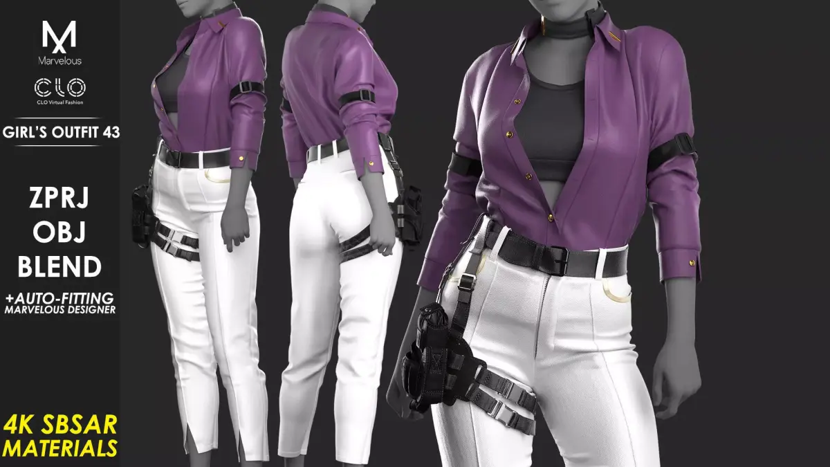 Girls Outfit 43 - Marvelous Designer 3D model