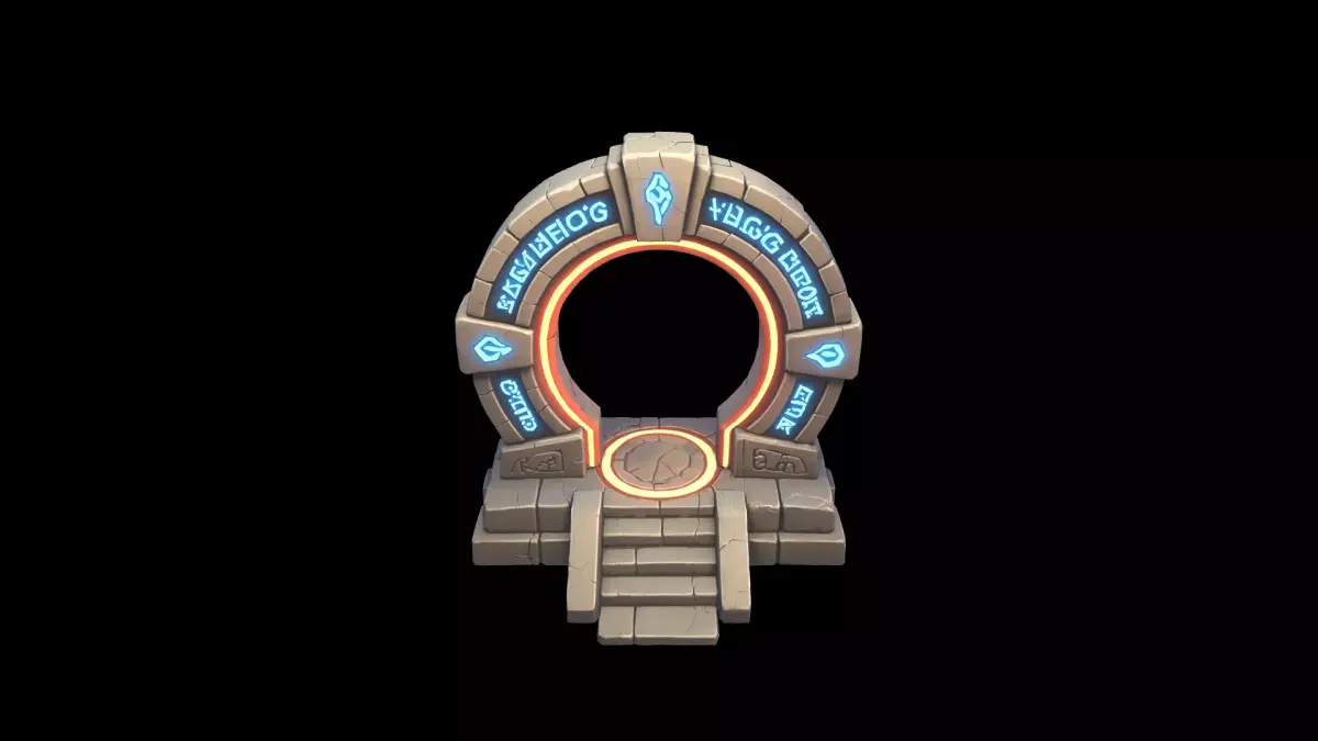 Low Poly Stylized PBR Ancient Sci-Fi Stargate Low-poly 3D model