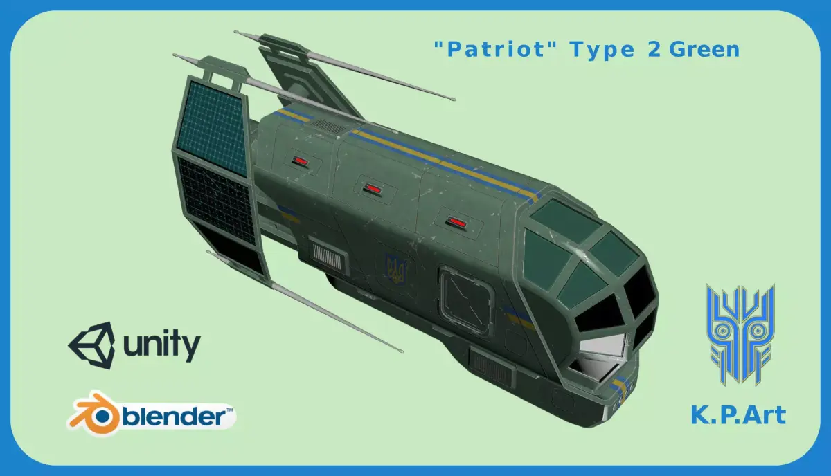 Spaceship Patriot Type 2 Green Low-poly 3D model