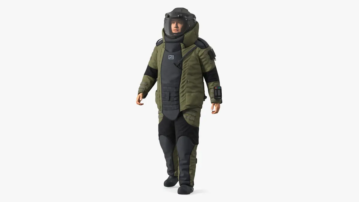 Man in EOD 10 Bomb Suit Walking Pose 3D model