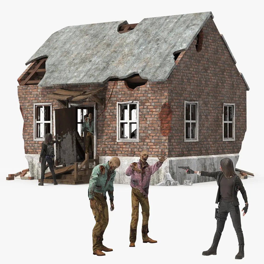 Zombie Chasing Survivor Woman 3D model purchase