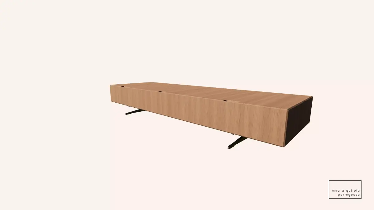 Scandinavian Wood TV Stand - Metal Legs - Low Poly 3D Model Free low-poly 3D model