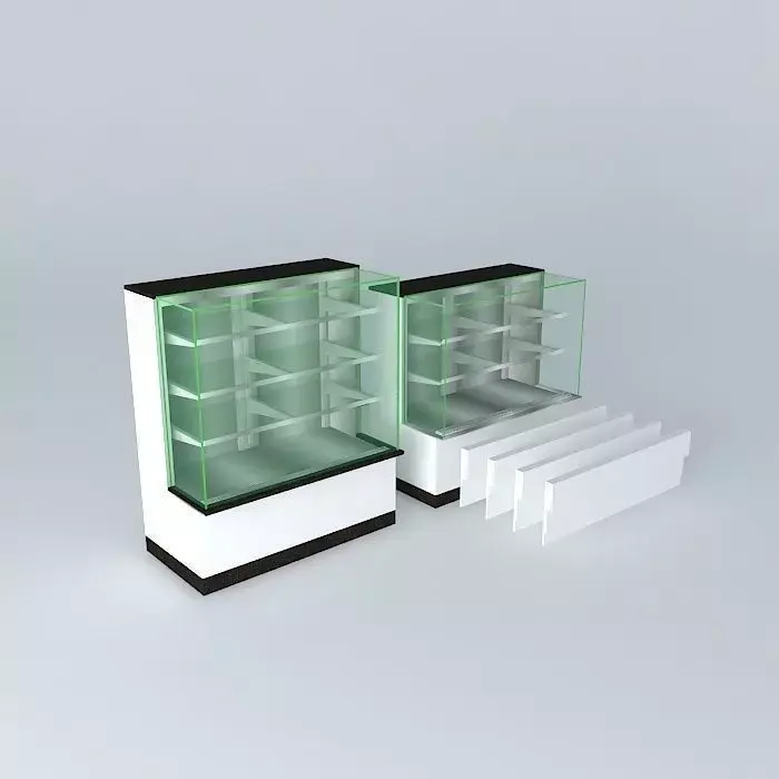Kit805PD two display cases with glass shelves Free 3D model