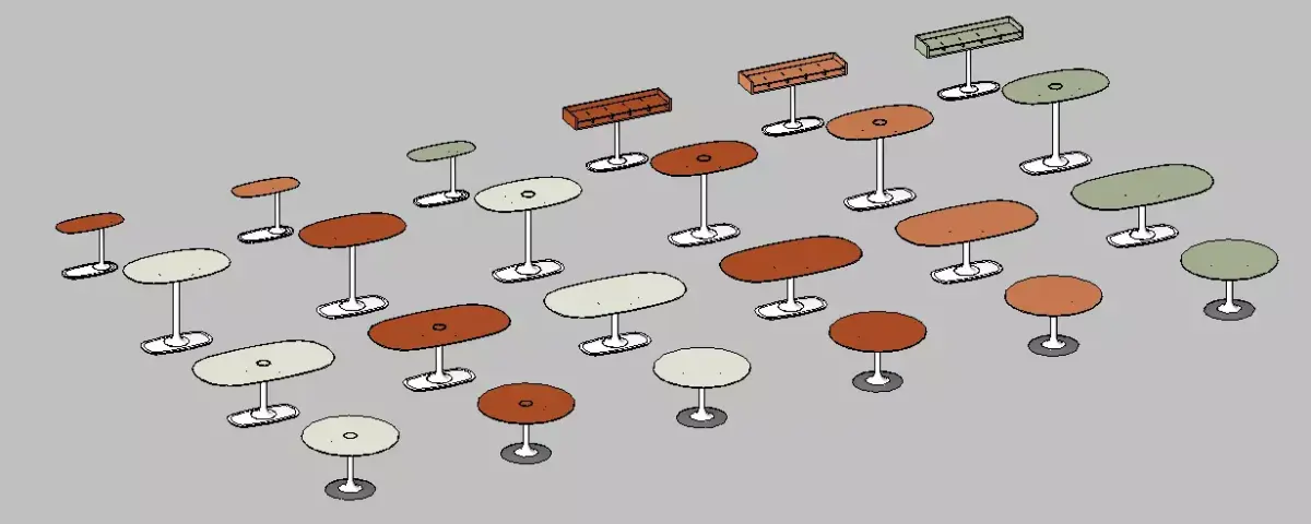 Mid Century Modern Pedestal Table Collection   Variations 3D model