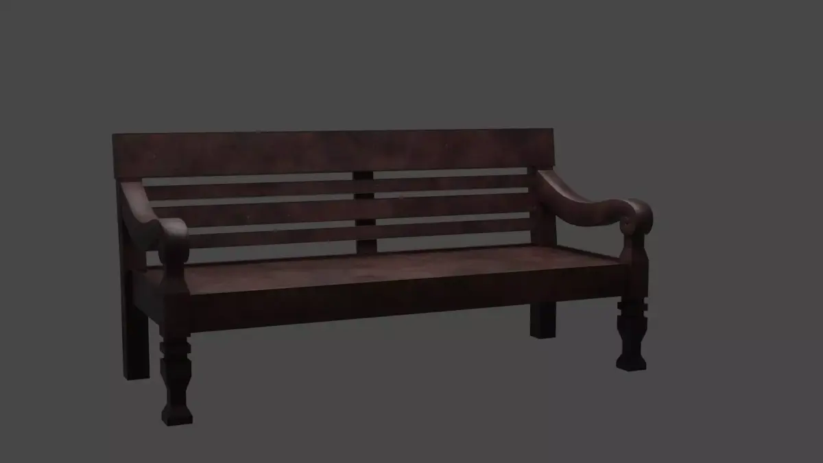 Javanese style wooden sofa Free low-poly 3D model