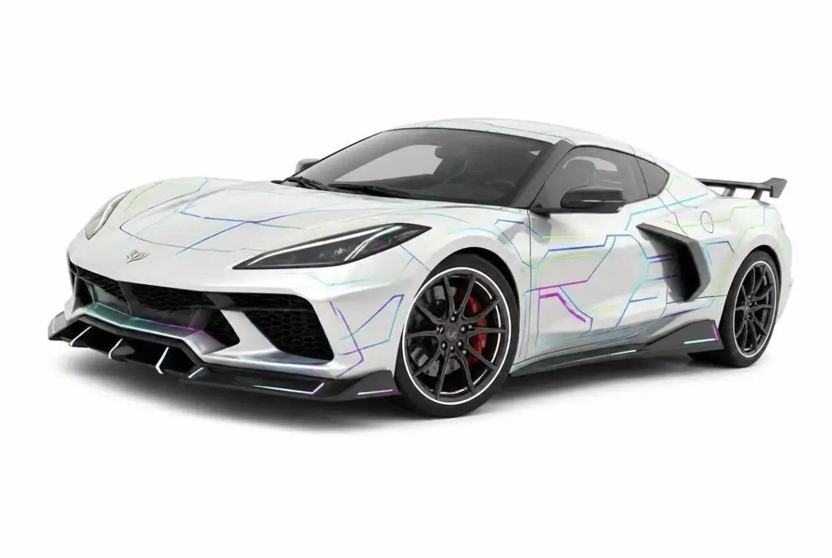Custom Cyberpunk Chevrolet Corvette C8 Futuristic Neon Concept 3D model