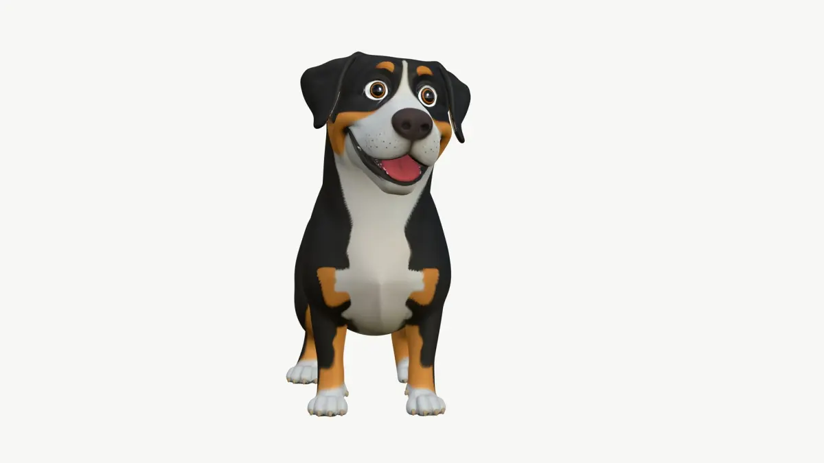 High-Quality Cartoon Appenzeller Dog 3D model