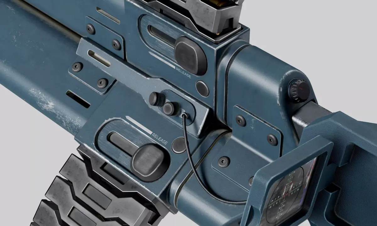 Type-Three-barreled heavy machine gun  Low-poly 3D model