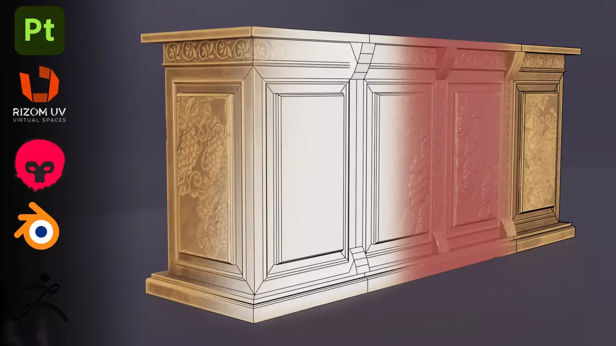 stylized bar counter Low-poly 3D model