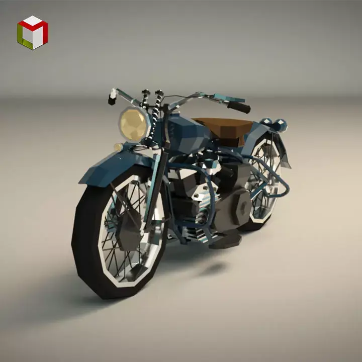 Low Poly Motorcycle 03 Low-poly 3D model
