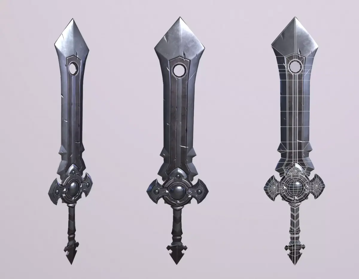 Silver sword 3D low poly model Low-poly 3D model