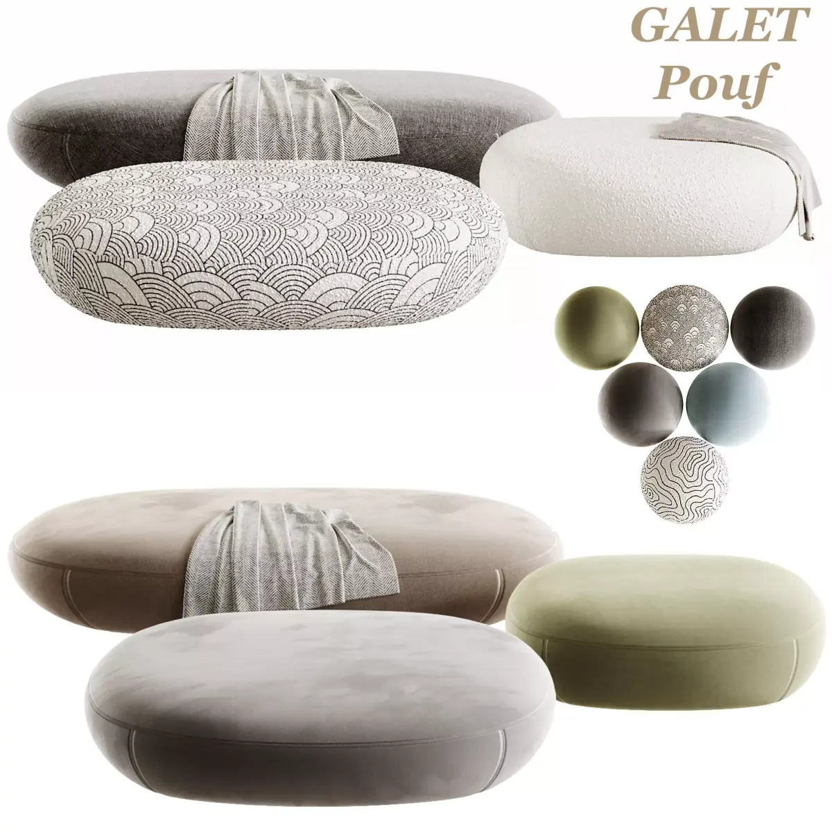 GALET Pouf By Giorgetti Free low-poly 3D model