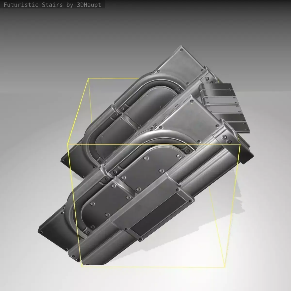Futuristic Stairs - 22 - Basic Textures Low-poly 3D model