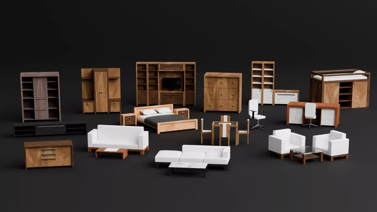 Modern Home Furniture Pack Low-poly 3D model