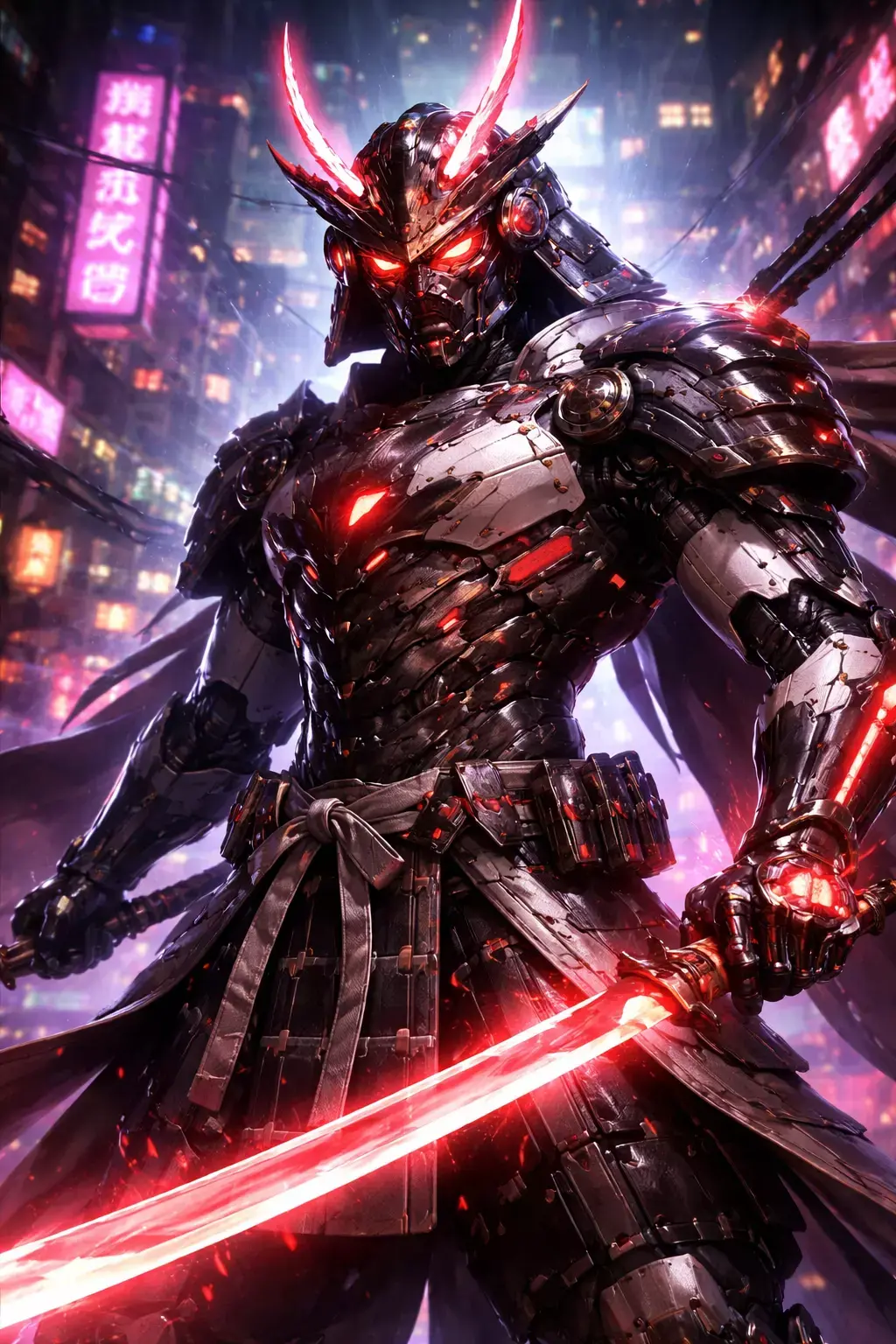 Futuristic Cyber Samurai 3D Model Sci-Fi Robot Warrior Character 3D print model