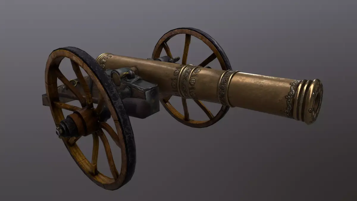 Gun low poly cannon Low-poly 3D model