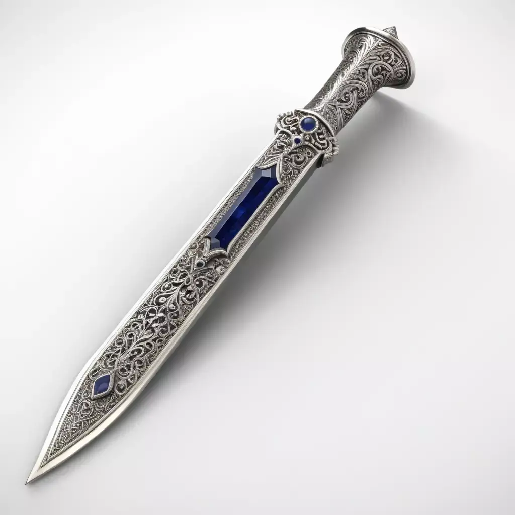 Ornate Fantasy Dagger with Gem Inlays 3D model