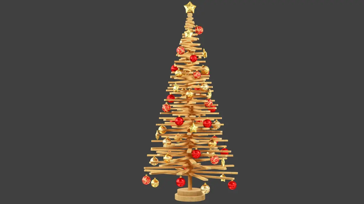 Wooden Christmas Tree V6 3D model