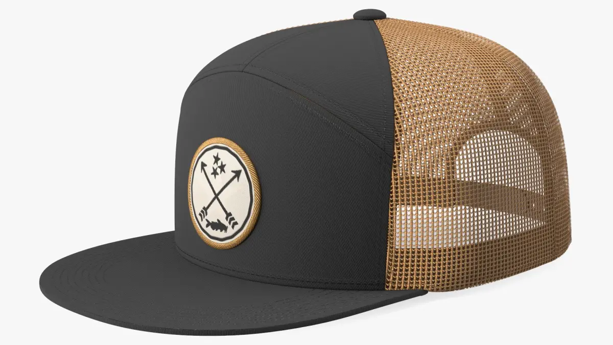 Flat Brim Trucker Cap Brown 3D model