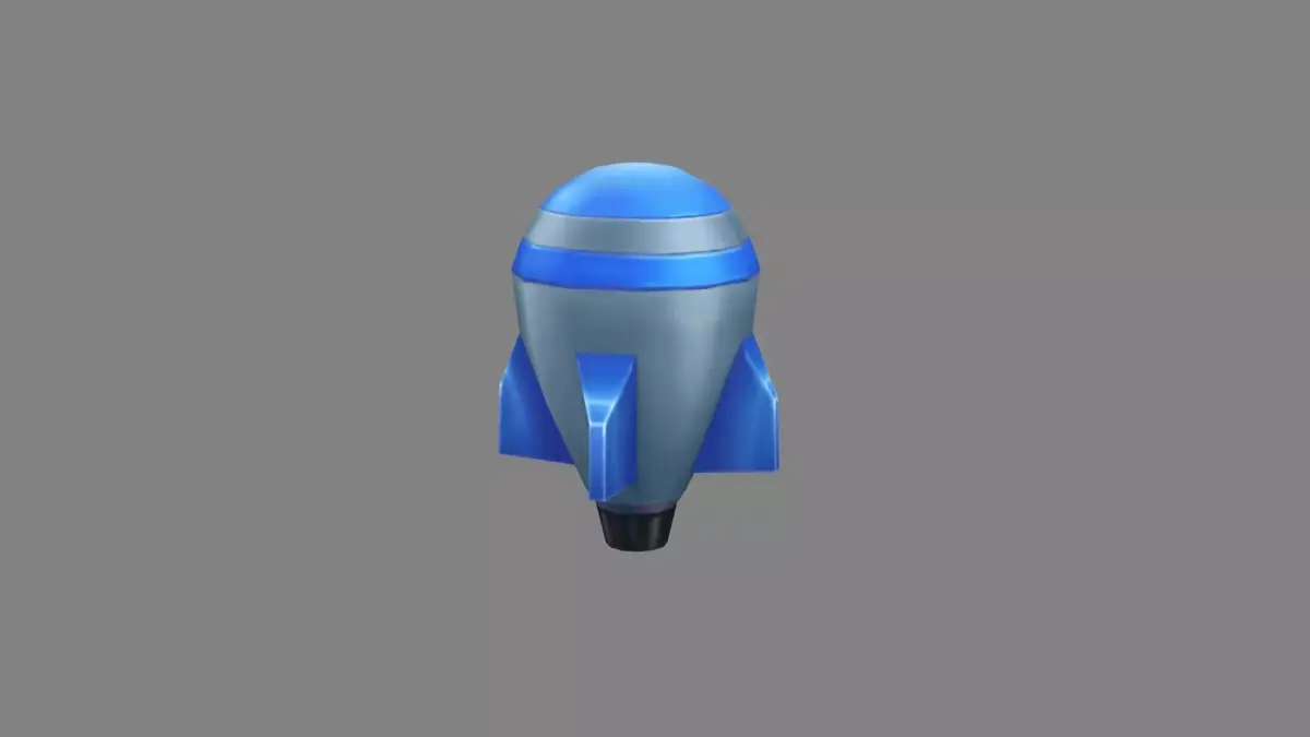 Cartoon blue rocket missile Low-poly 3D model