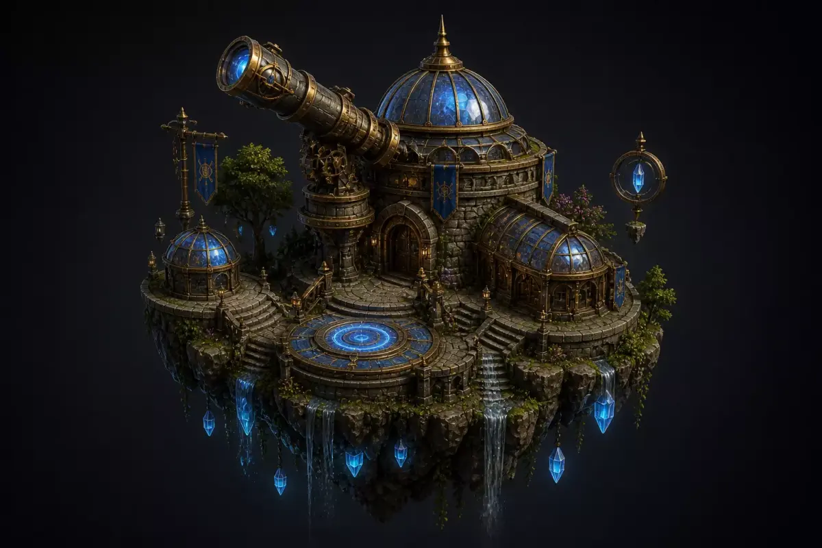 Floating Island Observatory Fantasy Modular Environment 3D print model