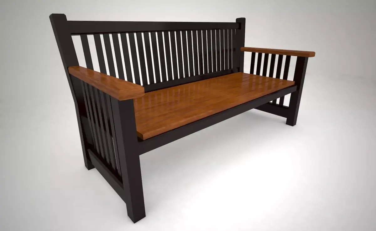 Wooden Bench 3D model 7