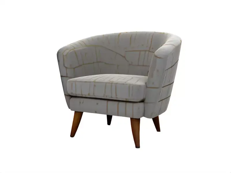 White and Gold Modern Armchair Free low-poly 3D model