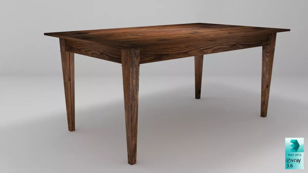 Classic wooden table Free low-poly 3D model
