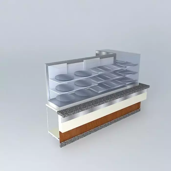 Kit food counter with glass shelves Free 3D model