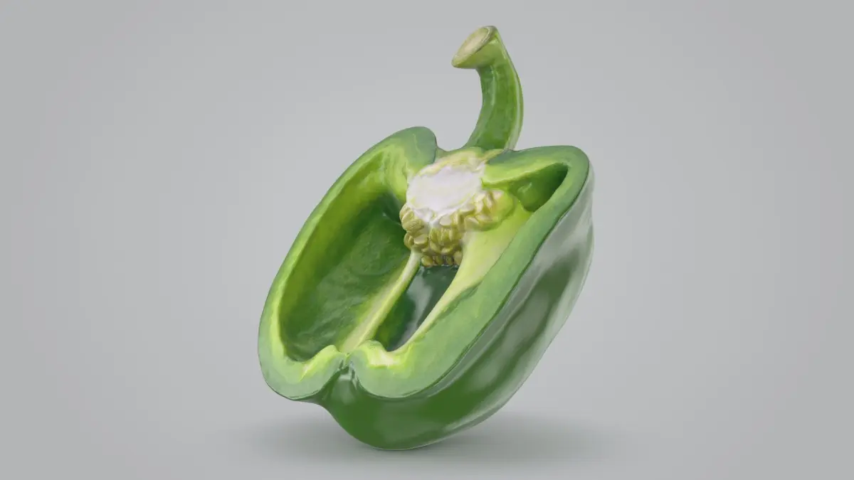 Green Bell Pepper Half 3D model