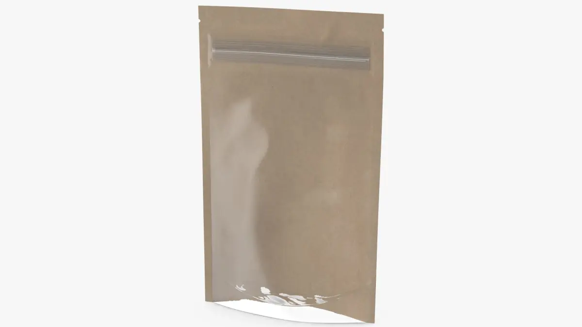 Zipper Kraft Paper Bag with Transparent Front 50 g Mockup 3D model