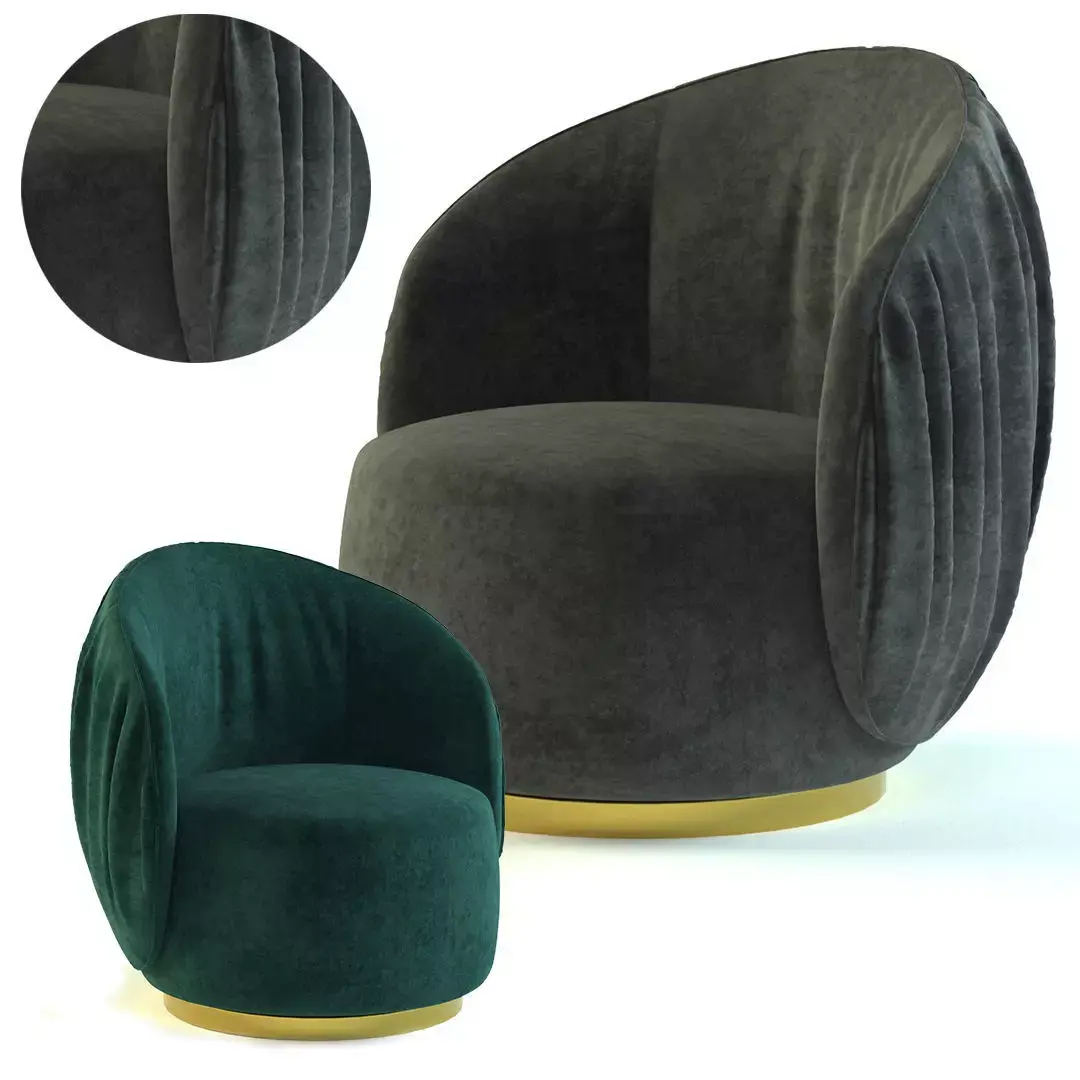 armchair-01 swivel chair velvet with gold legs Free 3D model