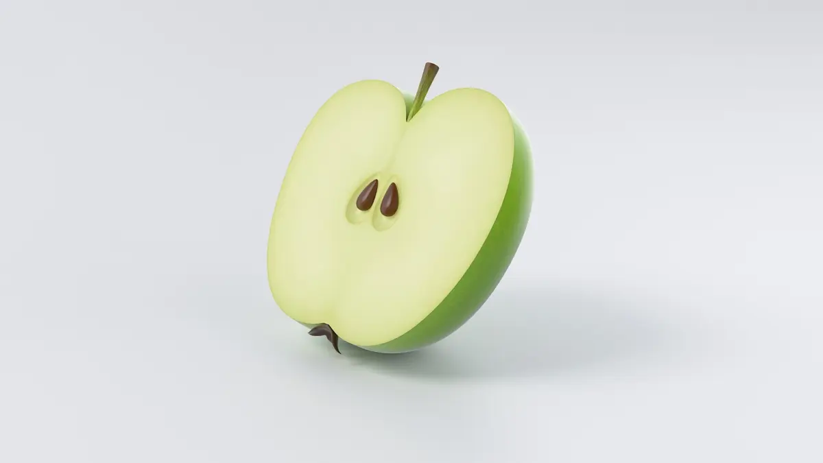 Cartoon Green Apple Half 3D model