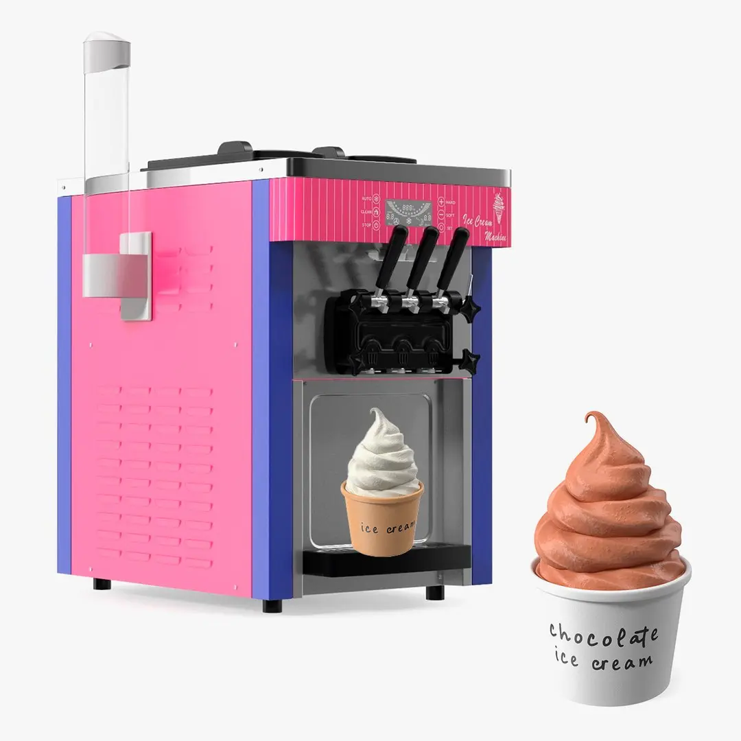 Ice Cream Maker with Ice Cream Cups Collection 3D model